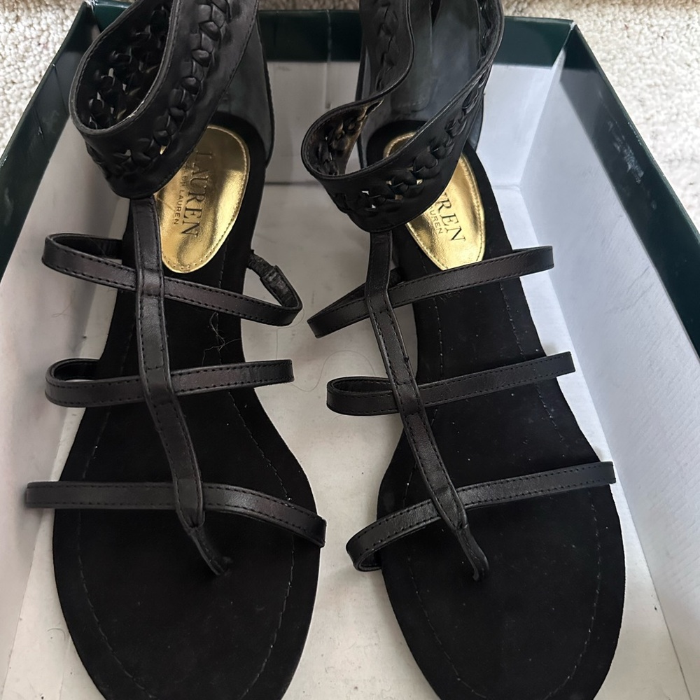 Lauren Ralph Lauren black sandals with small heel size 9